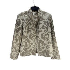 Coldwater Creek Brocade Jacket Size 10 Floral Tapestry Blazer Boho Chic Artsy
